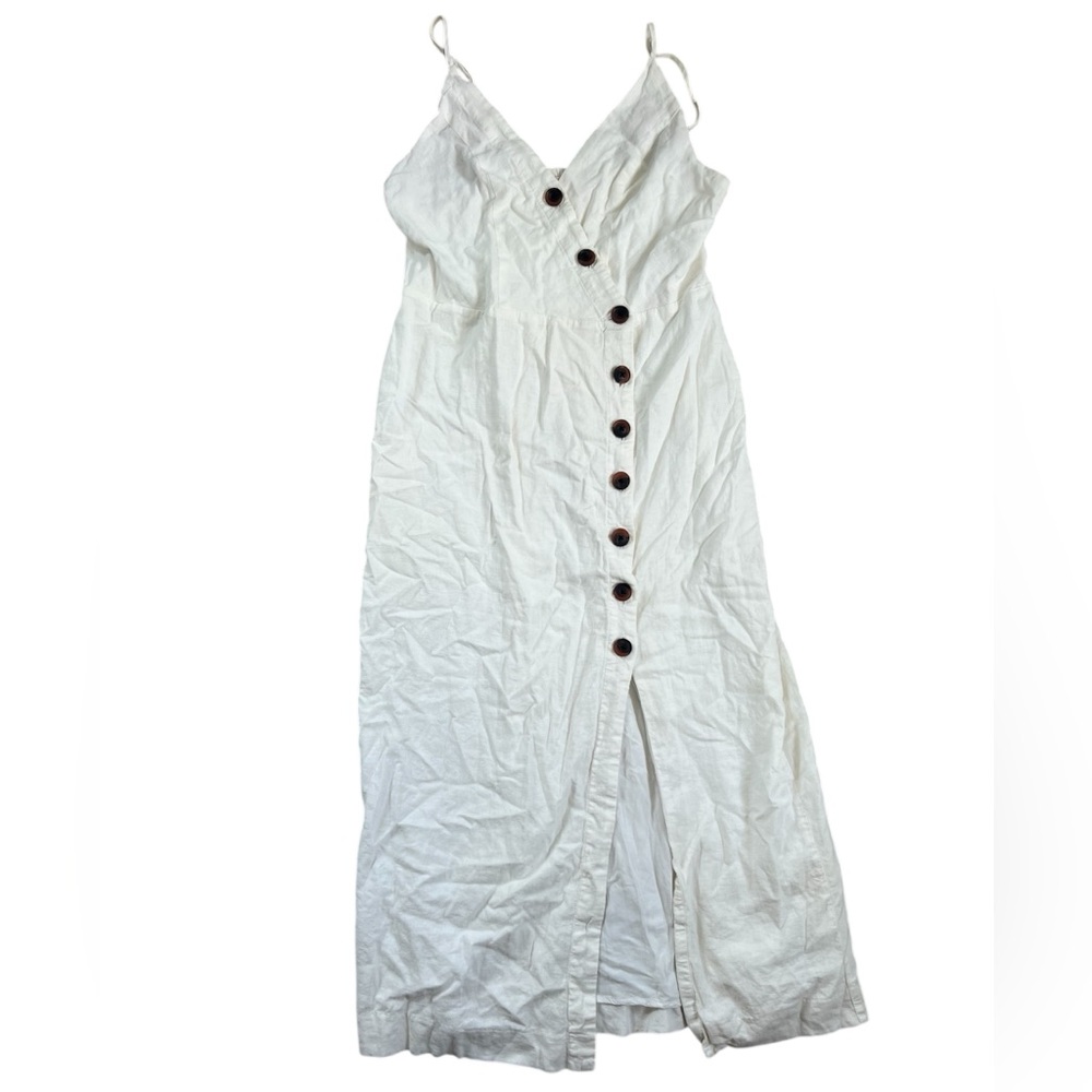 Urban Outfitters White Button-Down Linen Midi Dress 🤍